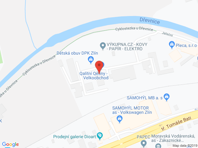 Google map: Jateční 78, Prštné, Zlín, Czechia 